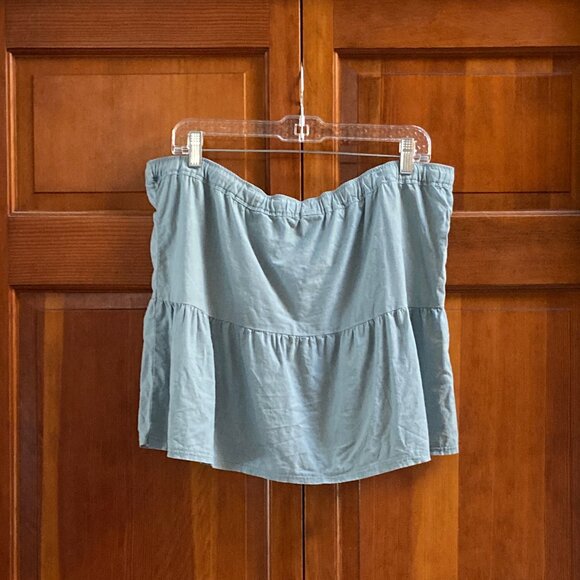 Light Blue Drawstring Cotton Mini Skirt - Size Large - No tags - Picture 5 of 7